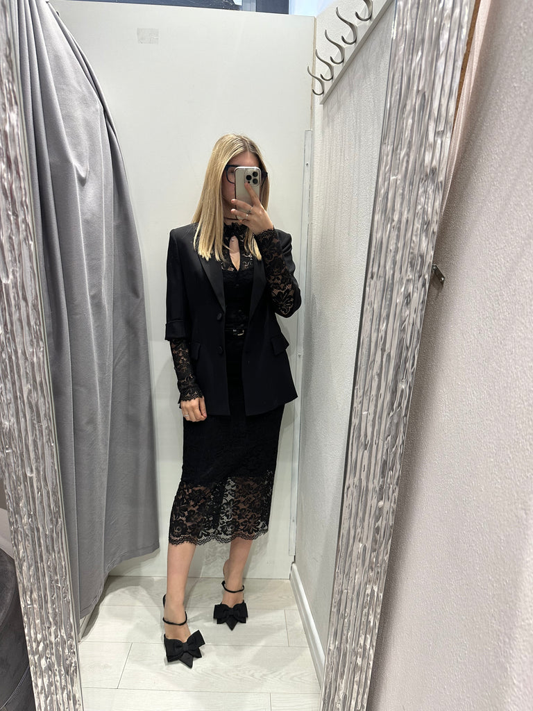 BLK30 IMPERIAL•Gonna longuette pizzo nero