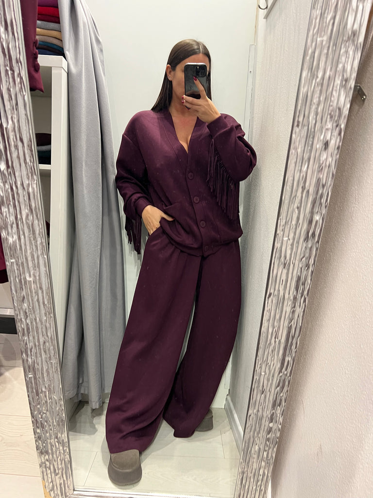 LUMINA•Pantalone palazzo in felpa con coulisse Arizona•Bordeaux