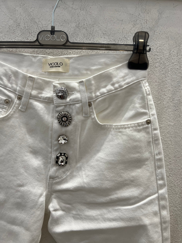 ViCOLO•Jeans Zoe bottoni gioiello bianco