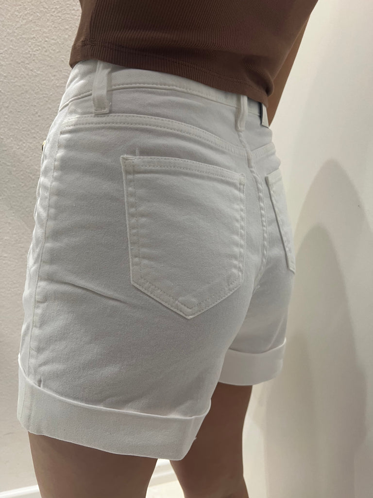 Vicolo•Shorts bianchi in jeans bottoni oro