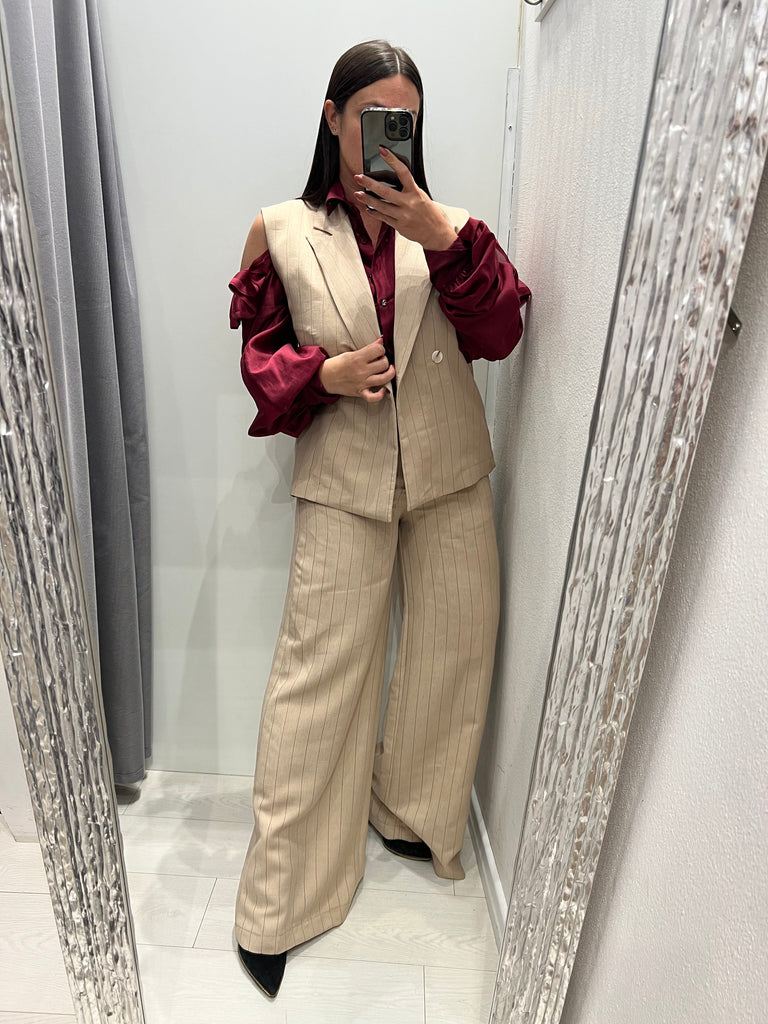 HaveOne•Gilet gessato rosa lurex