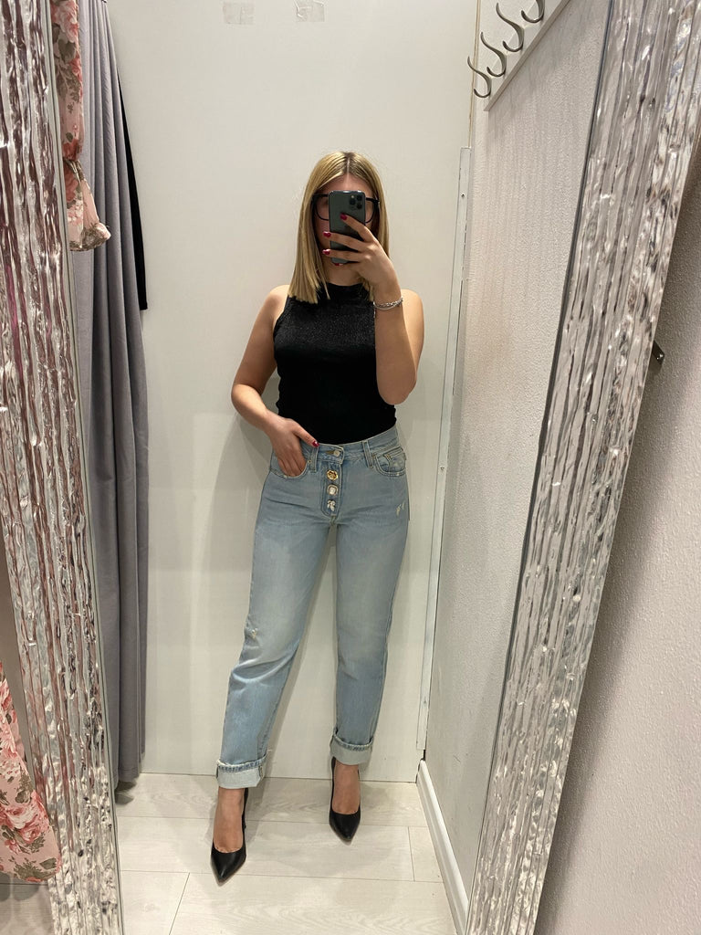 ViCOLO•Jeans Zoe bottoni gioiello lavaggio chiaro