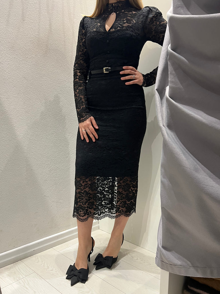 BLK30 IMPERIAL•Gonna longuette pizzo nero