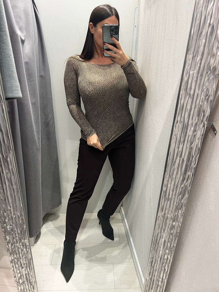 Susy Mix•Maglia scollo barca animalier