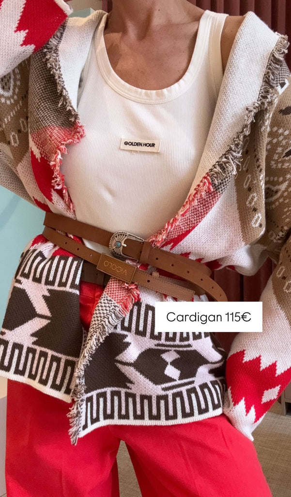 HaveOne•Cardigan rosso/cammello