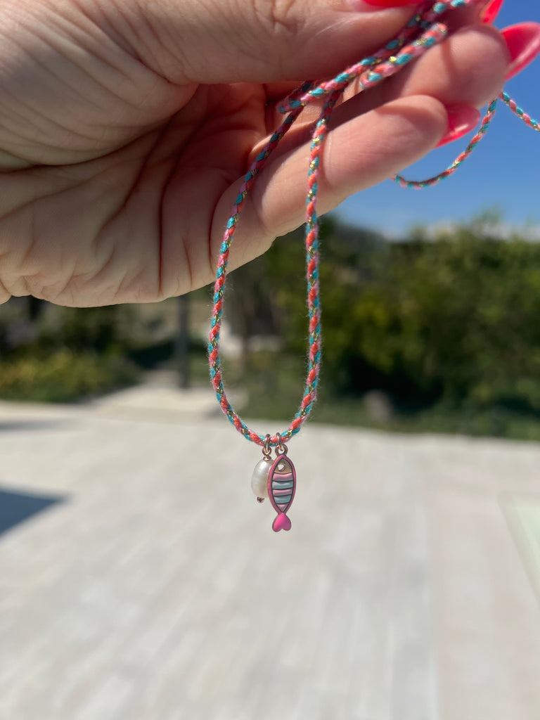 La Vie•Collana chocker/bracciale/cavigliera rosa/turchese/salmone con charm•Scegli il tuo charm!