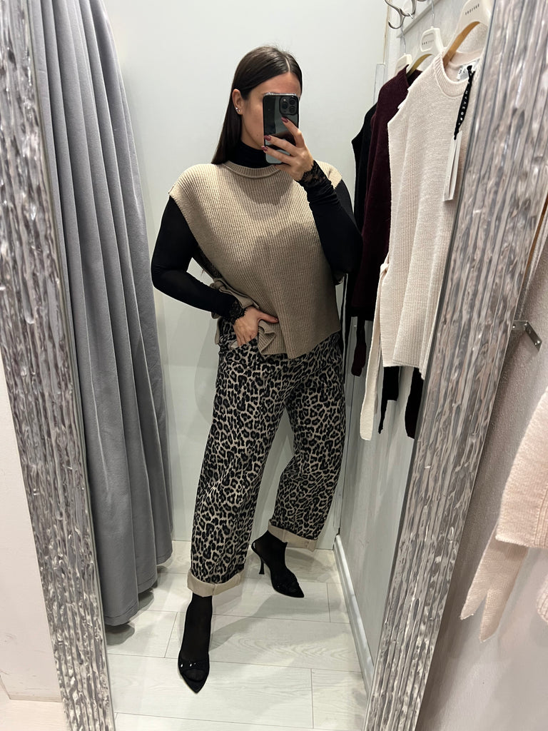 BLK30 HaveOne•Maglione gilet davantino lacci laterali•Più colori