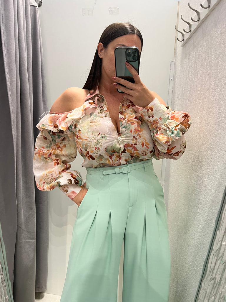 MSS💥ViCOLO•Camicia spalle scoperte fantasia floreale
