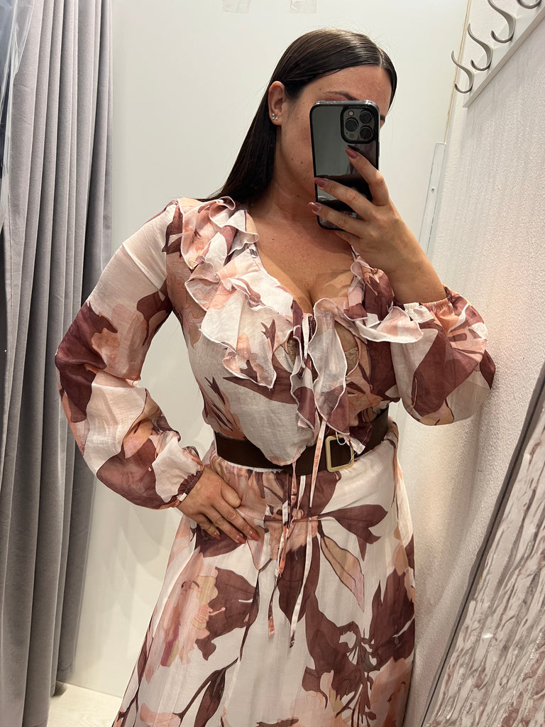HaveOne•Camicetta crop stampa floreale