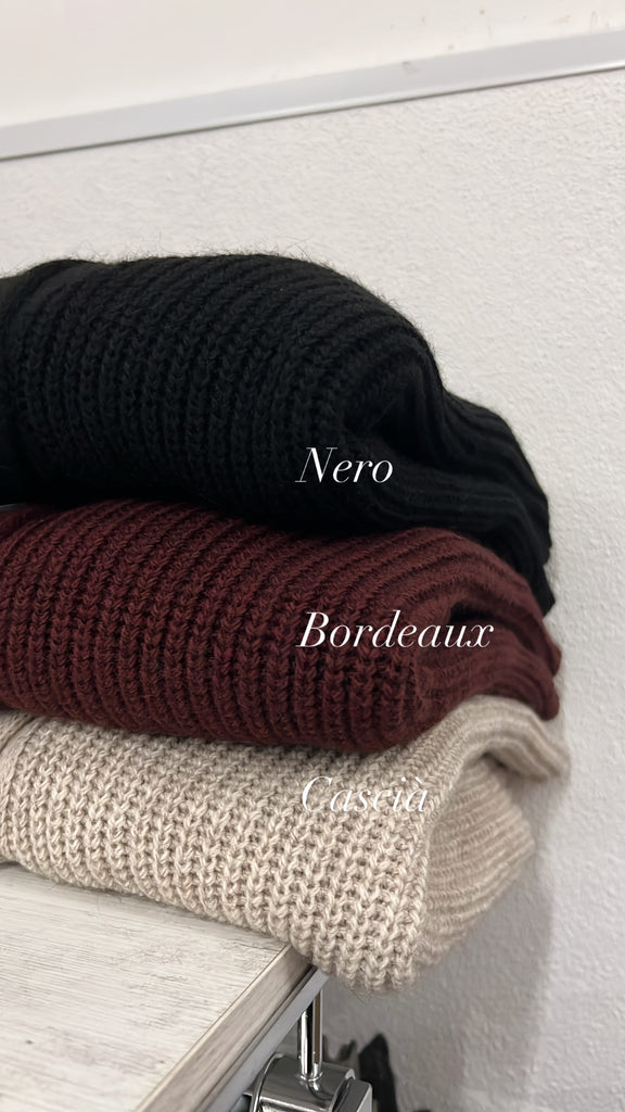 BLK30 LUMINA•Cardigan over con foulard•Più colori