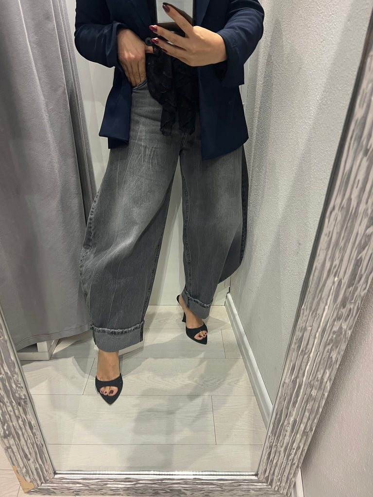 Philia Loft•Jeans baloon nero slavato