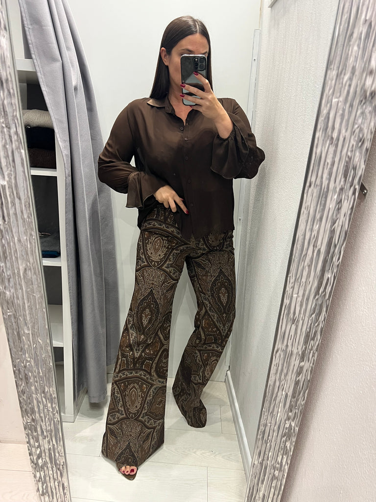 LUMINA•Pantalone jeans flare stampa cashmere
