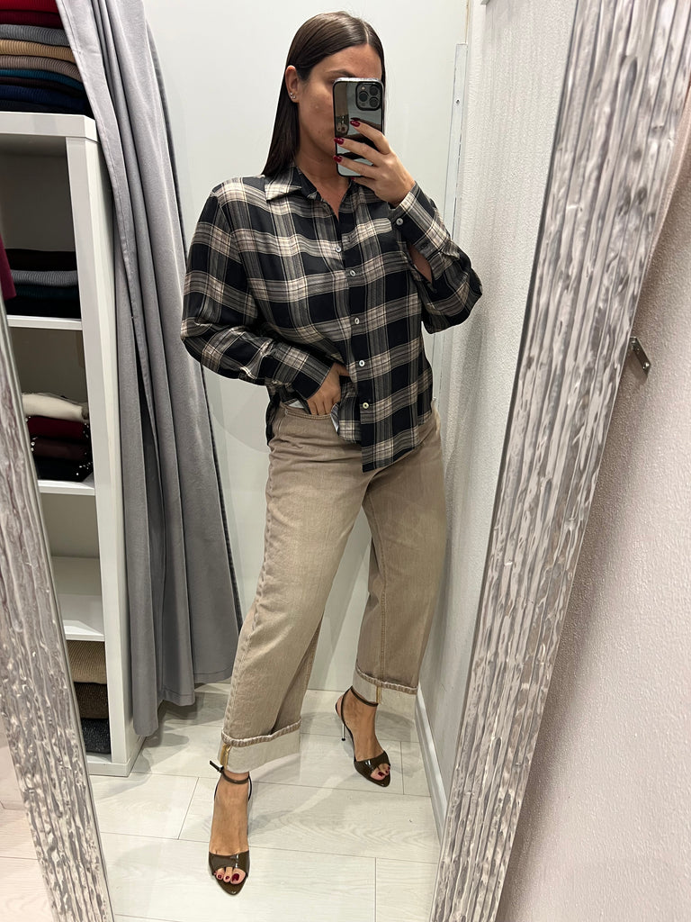 HaveOne•Camicia check beige/grigio/nero
