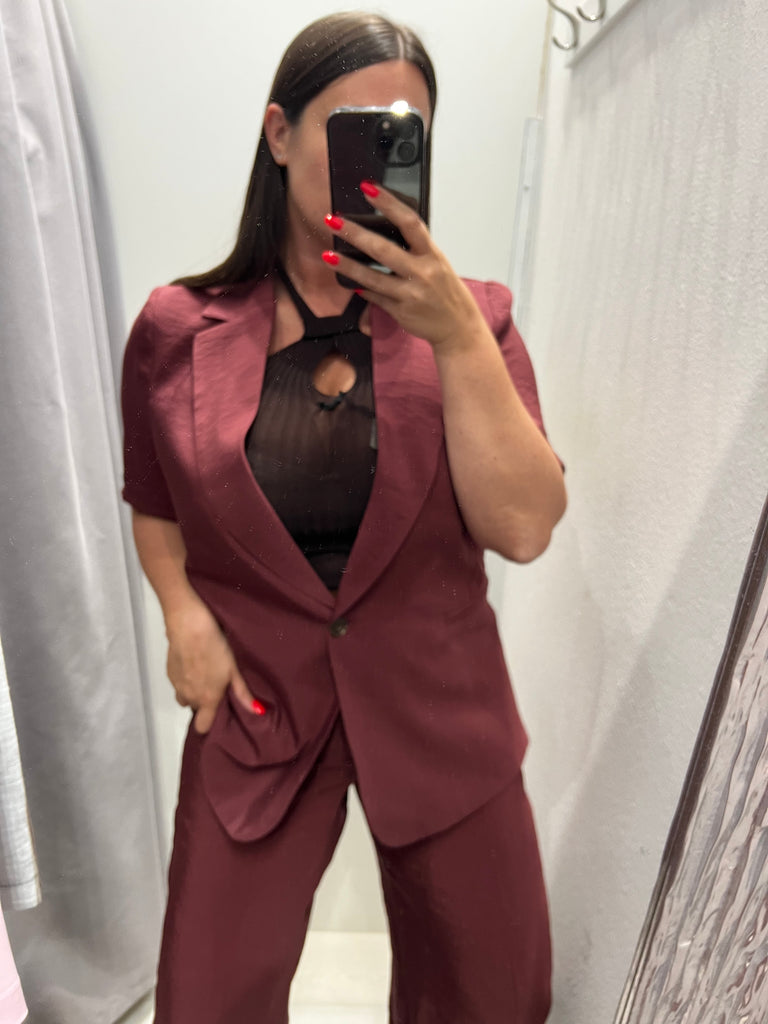 MSS💥HaveOne•Giacca leggerissima manica corta•India bordeaux