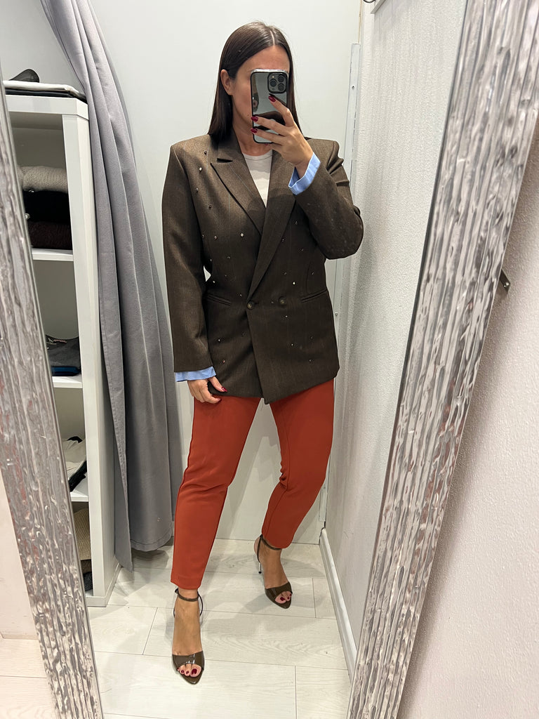 IMPERIAL•Pantalone con fascia in raso in vita•Zucca
