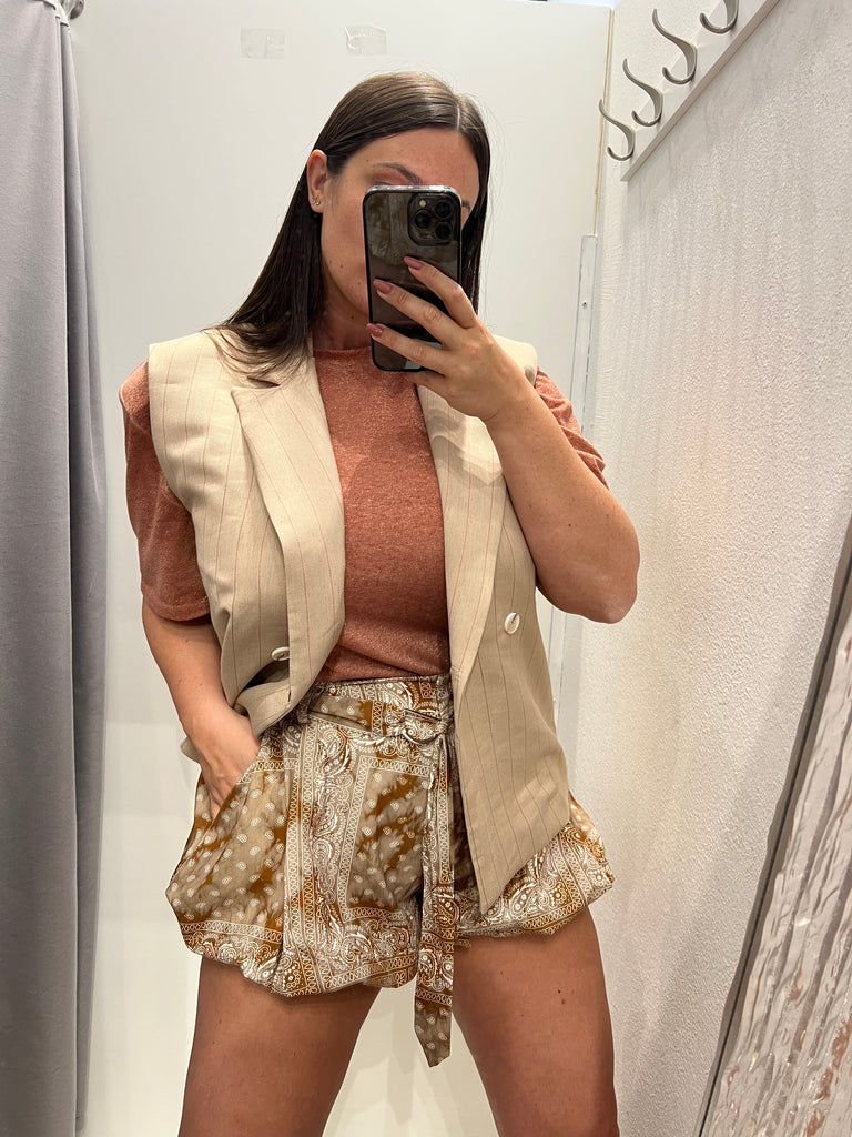 HaveOne•Gilet gessato rosa lurex