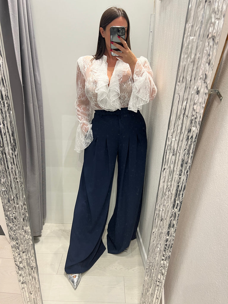 IMPERIAL•Camicia bianca pizzo rouches