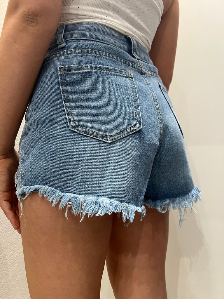 🚨KONTATTO•Shorts strass rotture