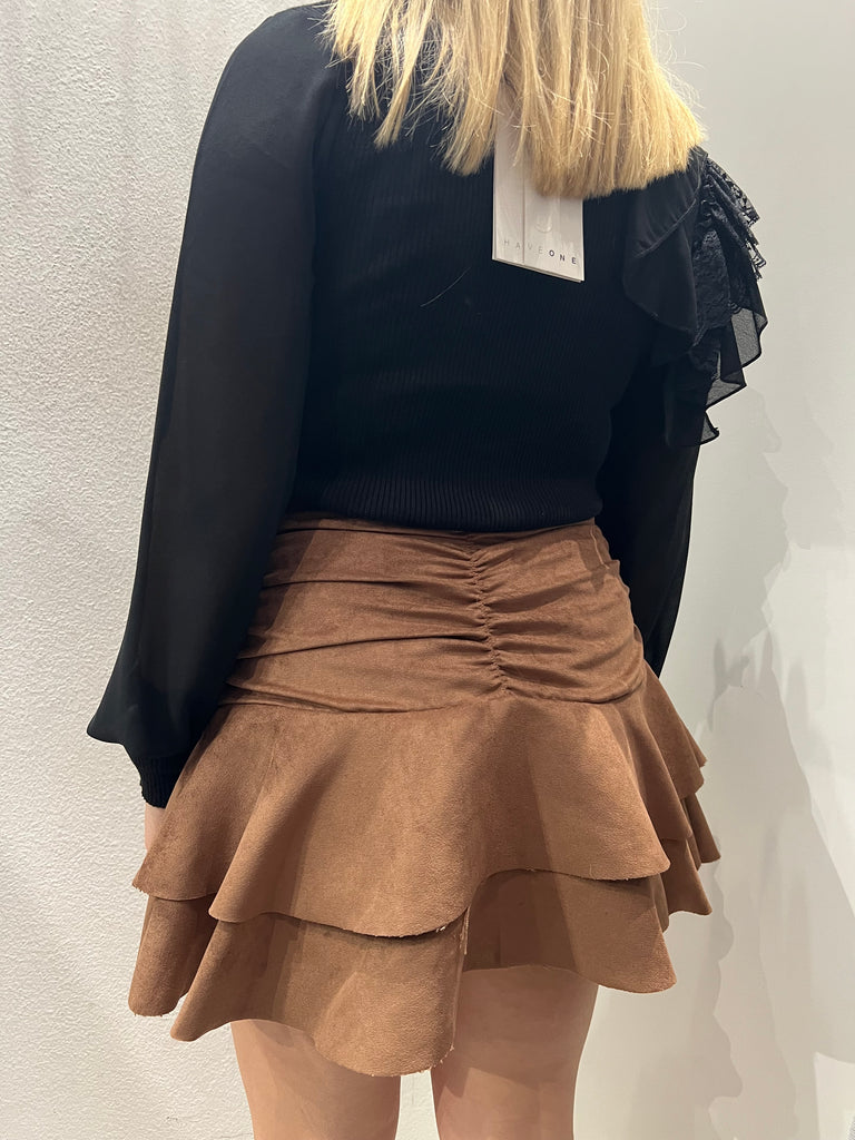 HaveOne•Gonna pantaloncino suede cuoio