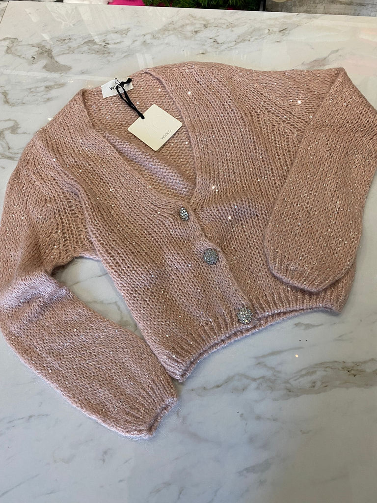 ViCOLO•Cardigan micropaillettes bottoni gioiello