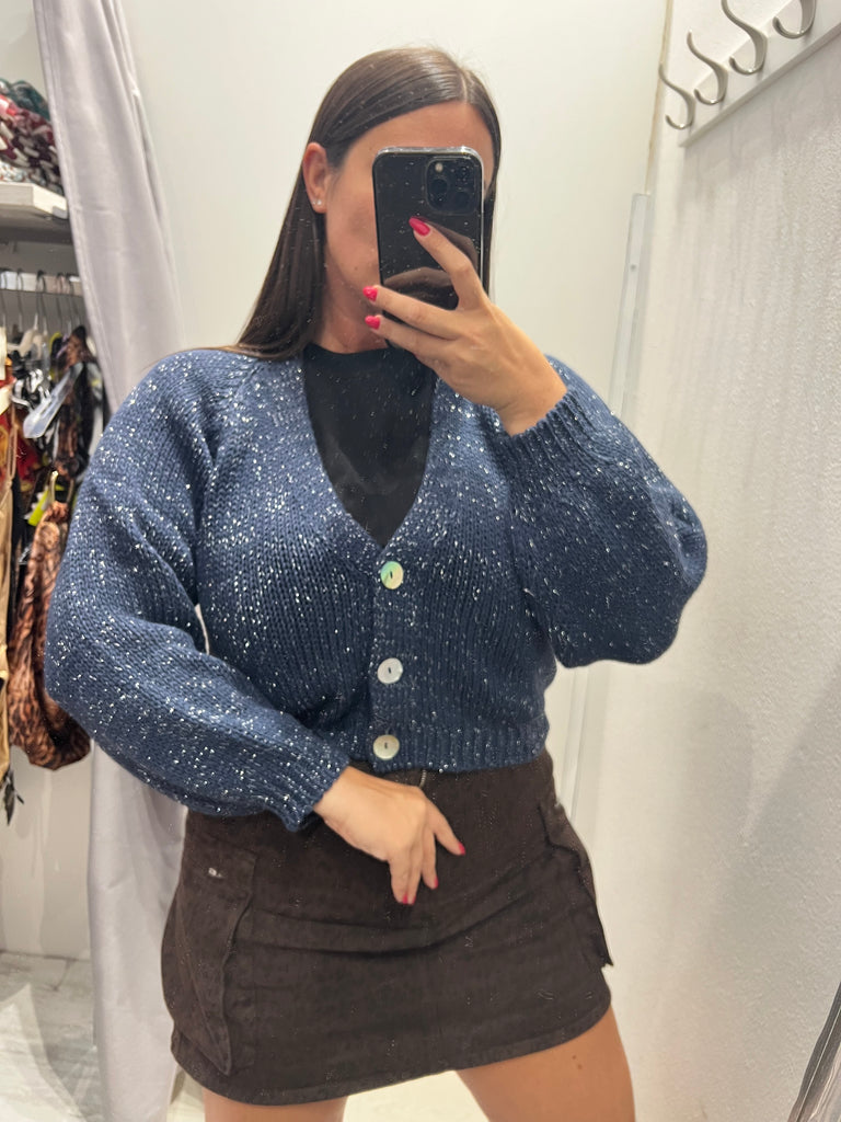MSS💥HaveOne•Cardigan bottoni madreperla+lurex argento•Più colori