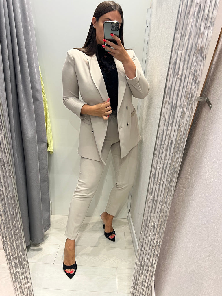 MSS💥IMPERIAL•Pantalone con fascia in raso in vita•Beige luna
