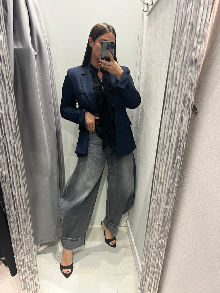 Philia Loft•Jeans baloon nero slavato