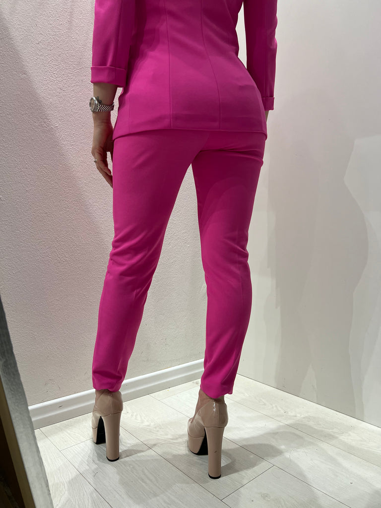 IMPERIAL•Pantalone fuxia fluo con fascia in raso in vita