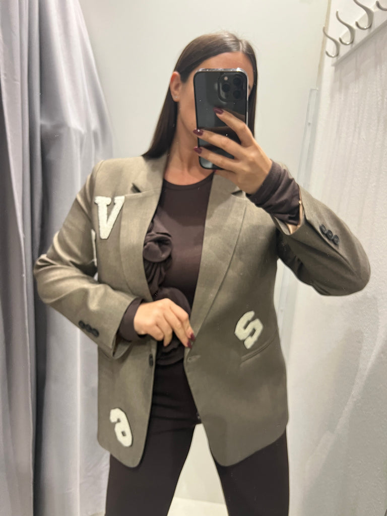 BLK30 ViCOLO•Giacca taglio morbido patch Teddy