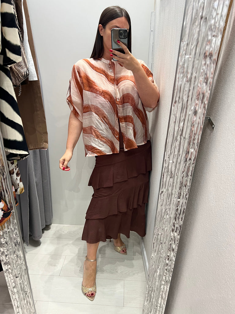 🚨HaveOne•Camicia coreana stampa onde ruggine