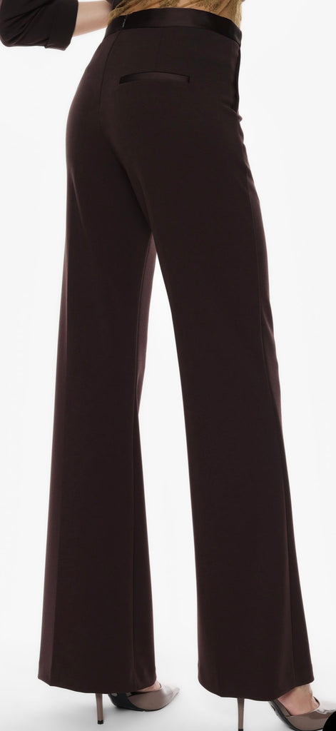 IMPERIAL•Pantalone flare con inserto in raso•Moro