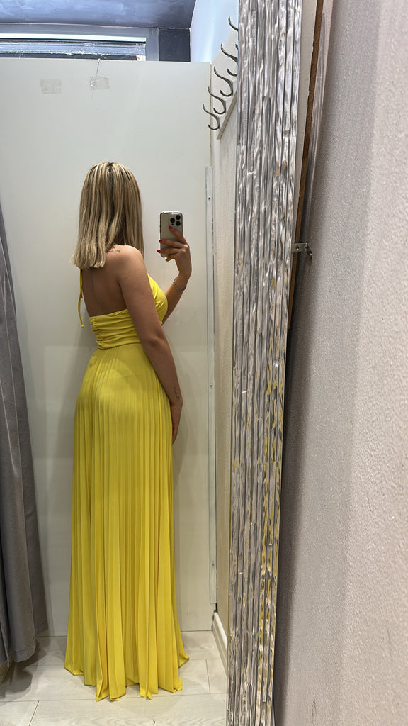 🚨ViCOLO•Abito lungo plissé giallo