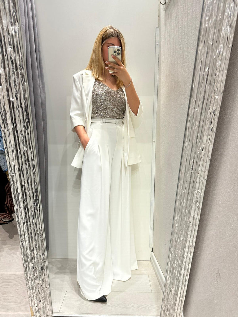 MSS💥IMPERIAL•Pantalone Best palazzo bianco latte