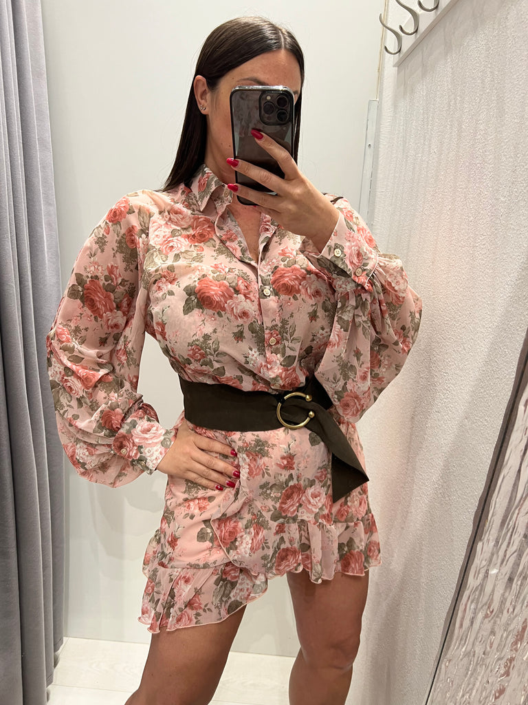 ViCOLO•Camicia floreale base rosa