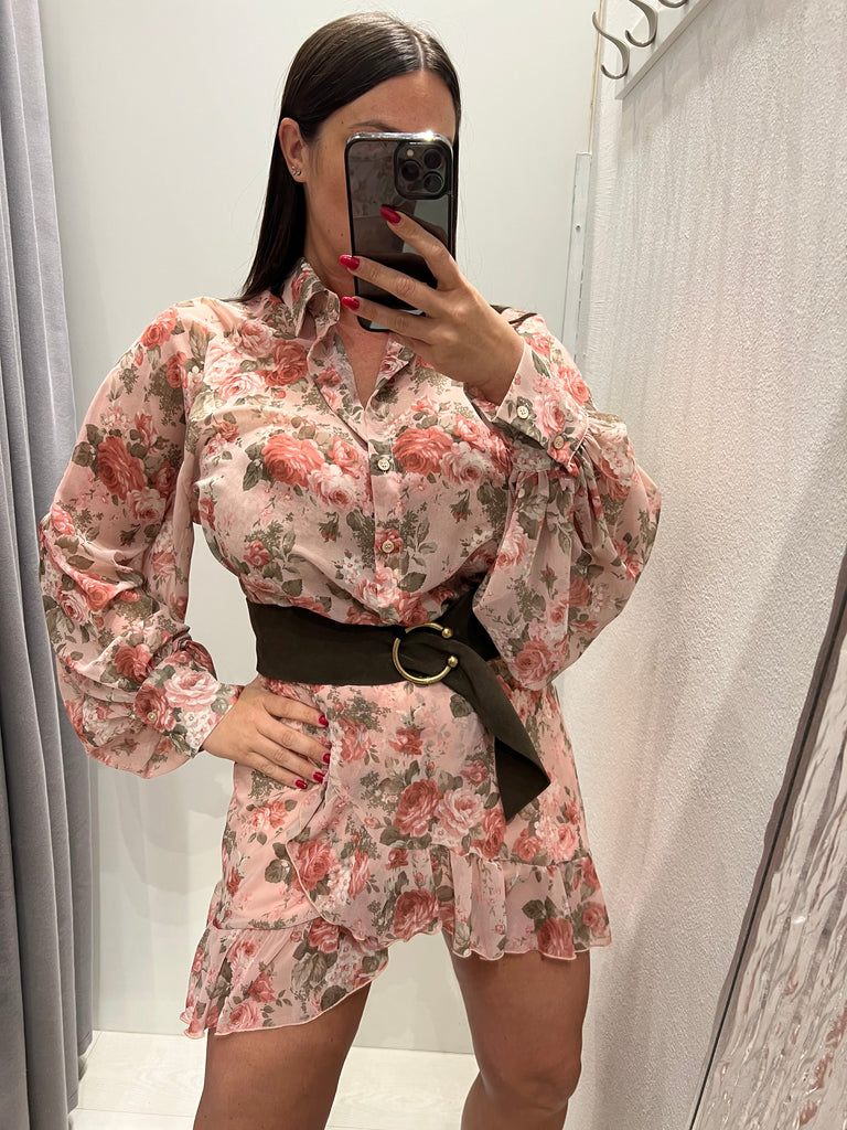 ViCOLO•Camicia floreale base rosa