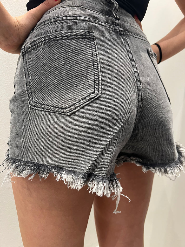 🚨KONTATTO•Shorts strass grigio slavato