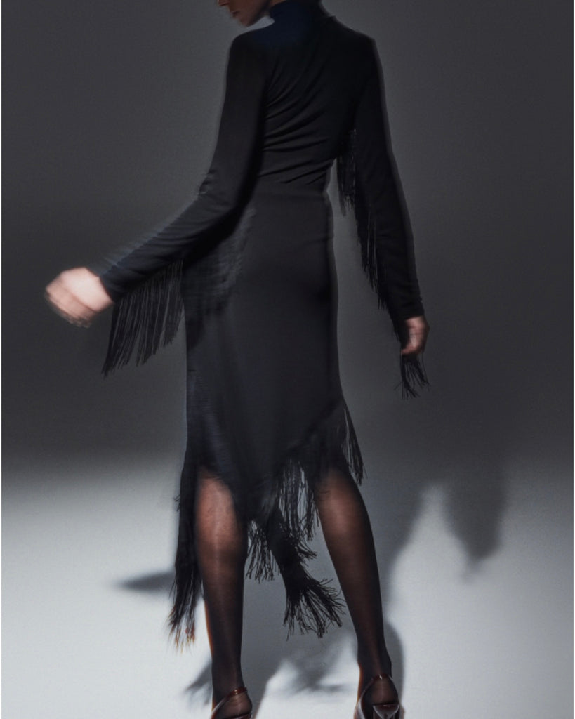 LUMINA•Gonna asimmetrica con frange