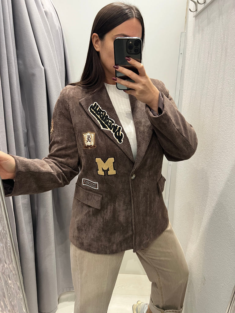 ViCOLO•Giacca velluto moro patch