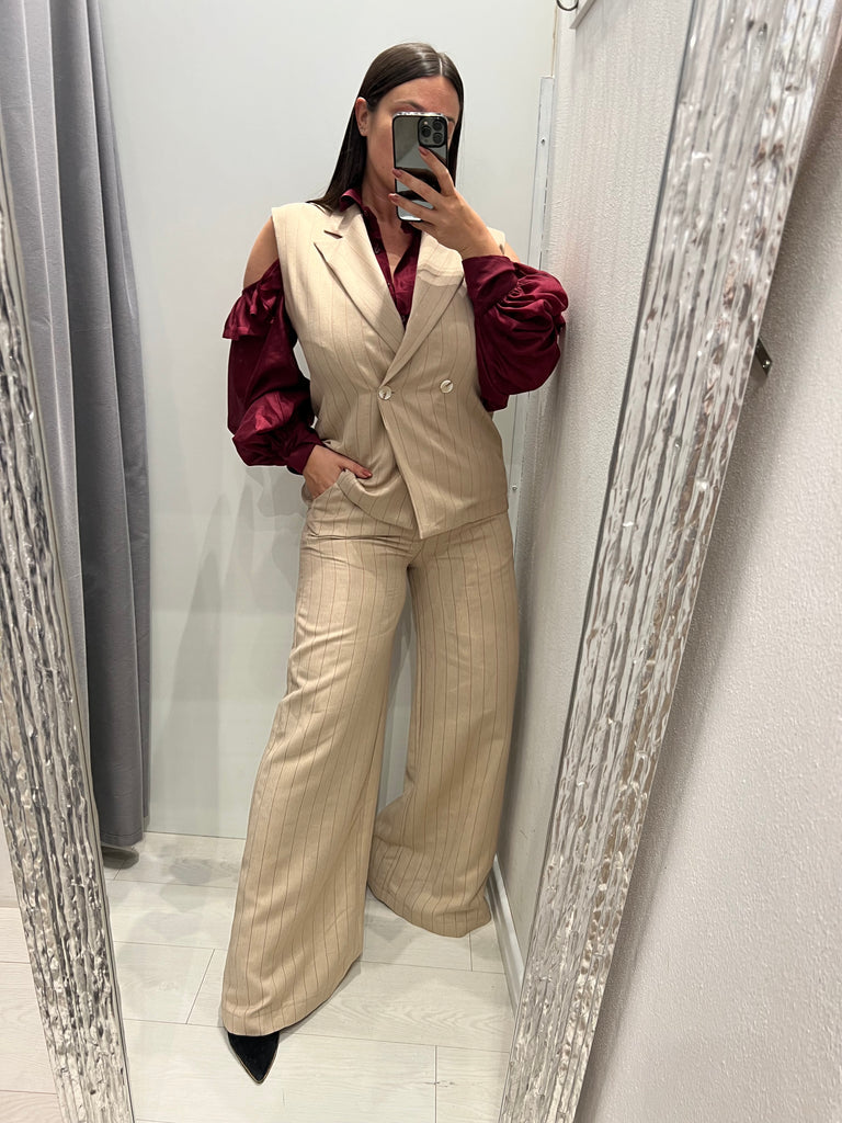 HaveOne•Gilet gessato rosa lurex