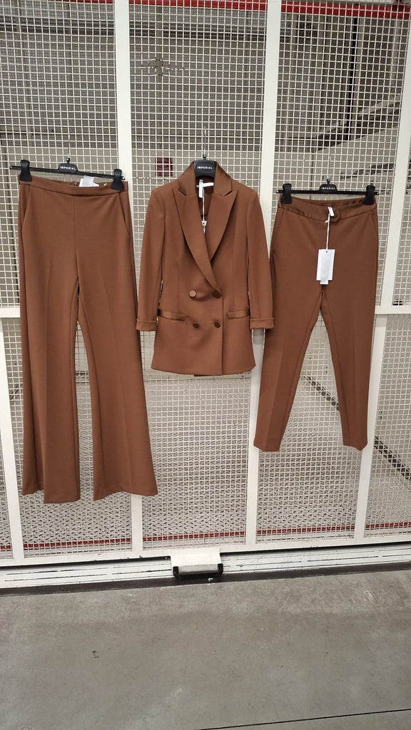 IMPERIAL•Pantalone con fascia in raso in vita•Castagna