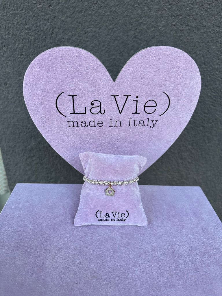 La Vie•Bracciale tbar rondelle casetta glitter champagne