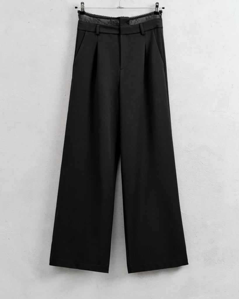 LUMINA•Pantalone Nero fascia pizzo