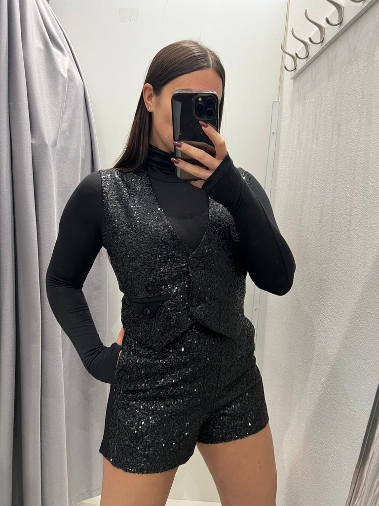 IMPERIAL•Gilet paillettes retro tessuto