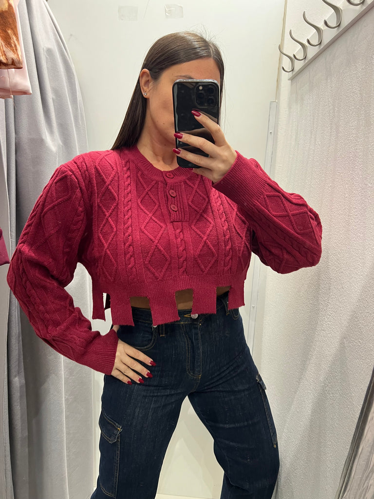 🚨LUMINA•Maglioncino crop trecce asimmetrico rotture•Piu colori