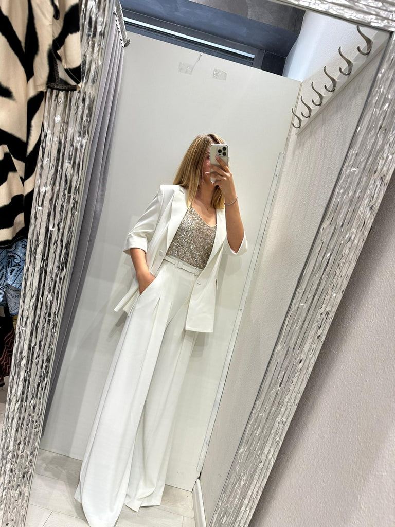 MSS💥IMPERIAL•Pantalone Best palazzo bianco latte