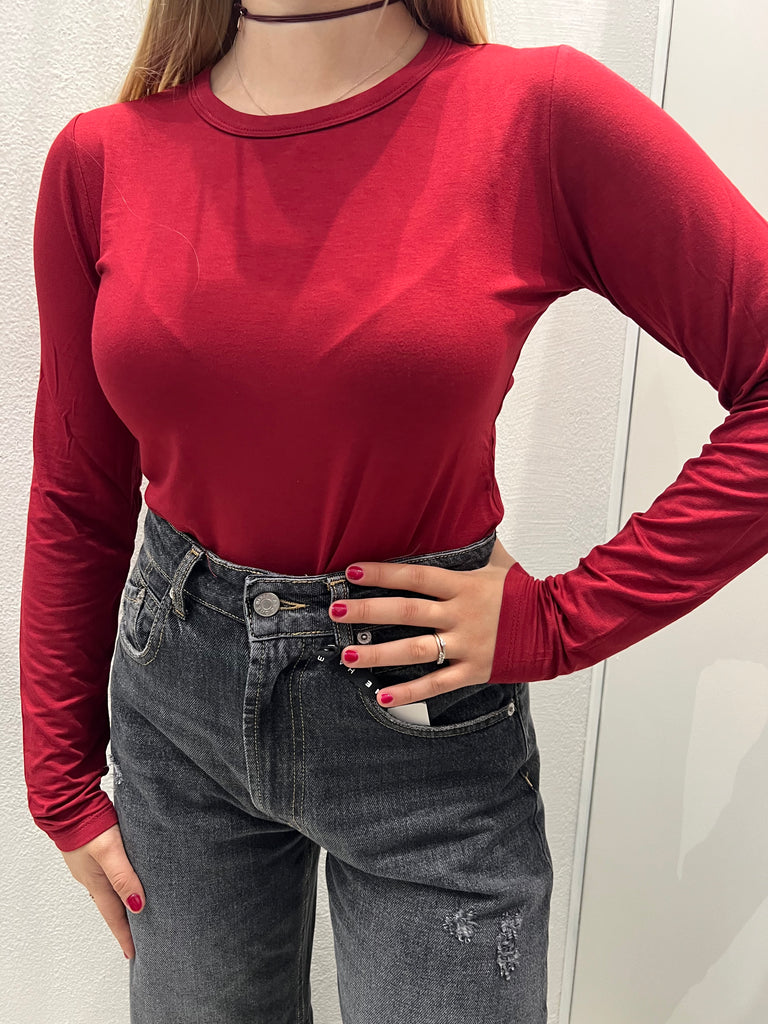 KONTATTO•Maglia viscosetta girocollo a manica lunga•Più colori