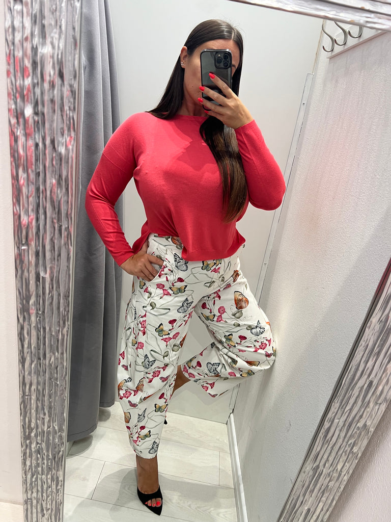 🚨IMPERIAL•Pantalone baloon stampa floreale farfalle