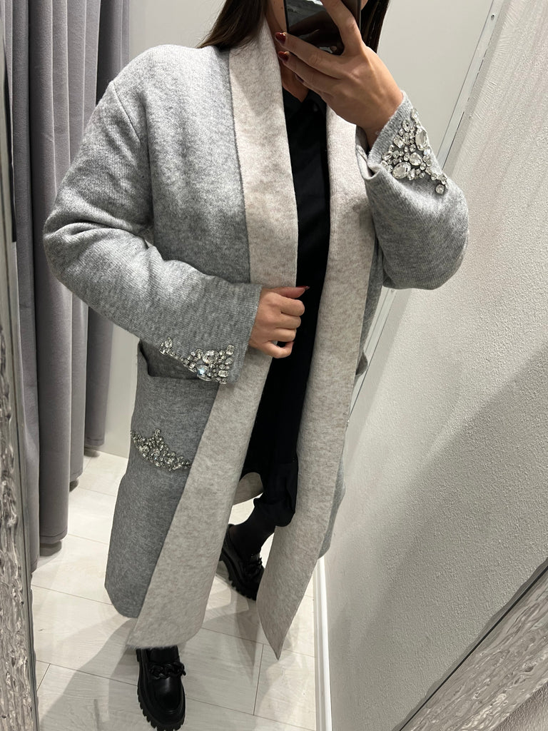 ViCOLO•Cardigan coat in maglia applicazioni strass