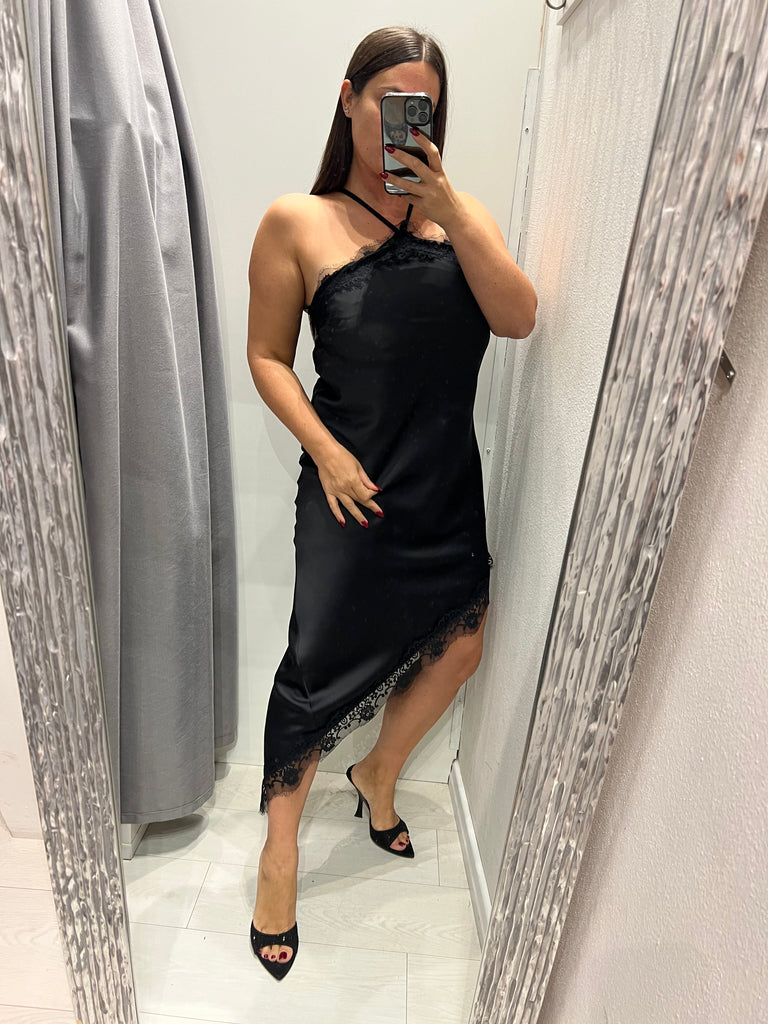 HaveOne•Abitino lingerie asimmetrico nero pizzo