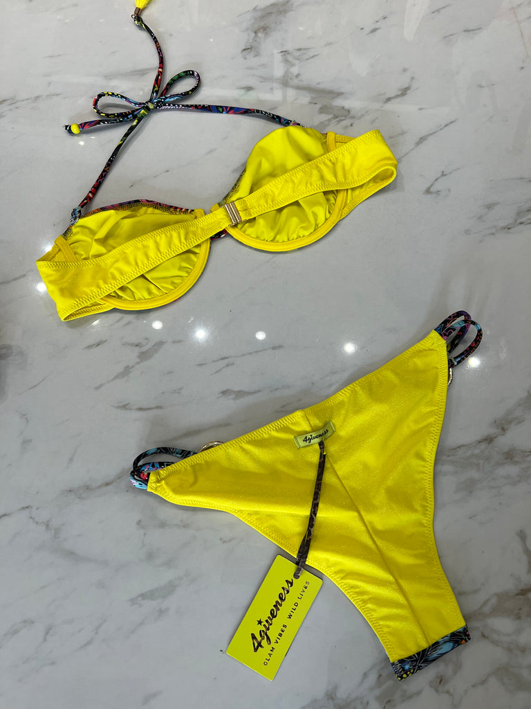 🚨4giveness-Bikini glitter balconcino e slip anelli